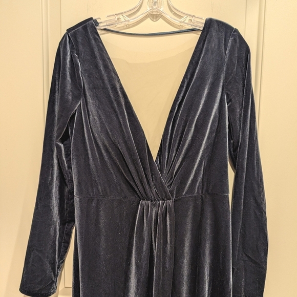 BHLDN Jenny Yoo Ryland Long Sleeve Velvet in French Blue Size 8 NWOT - Picture 3 of 11